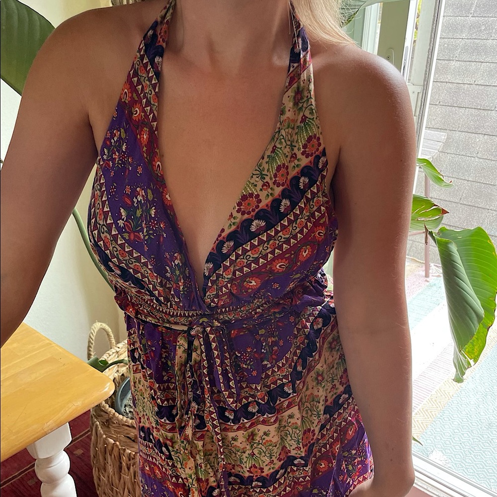 Rare Sexy Backless Halter Maxi - Boho S / M